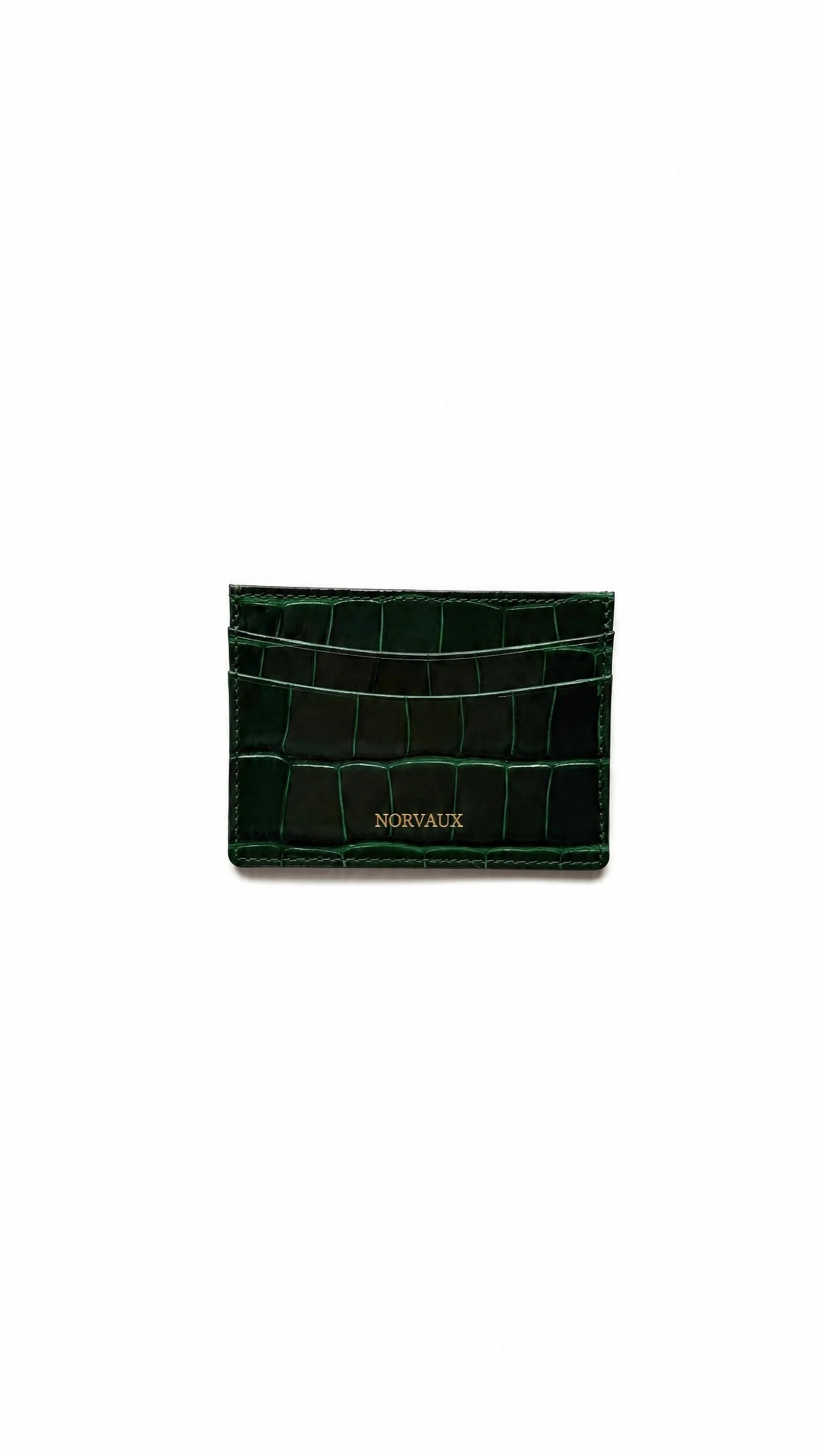 CROVÉ Emerald cardholder in deep emerald-green crocodile-embossed calf