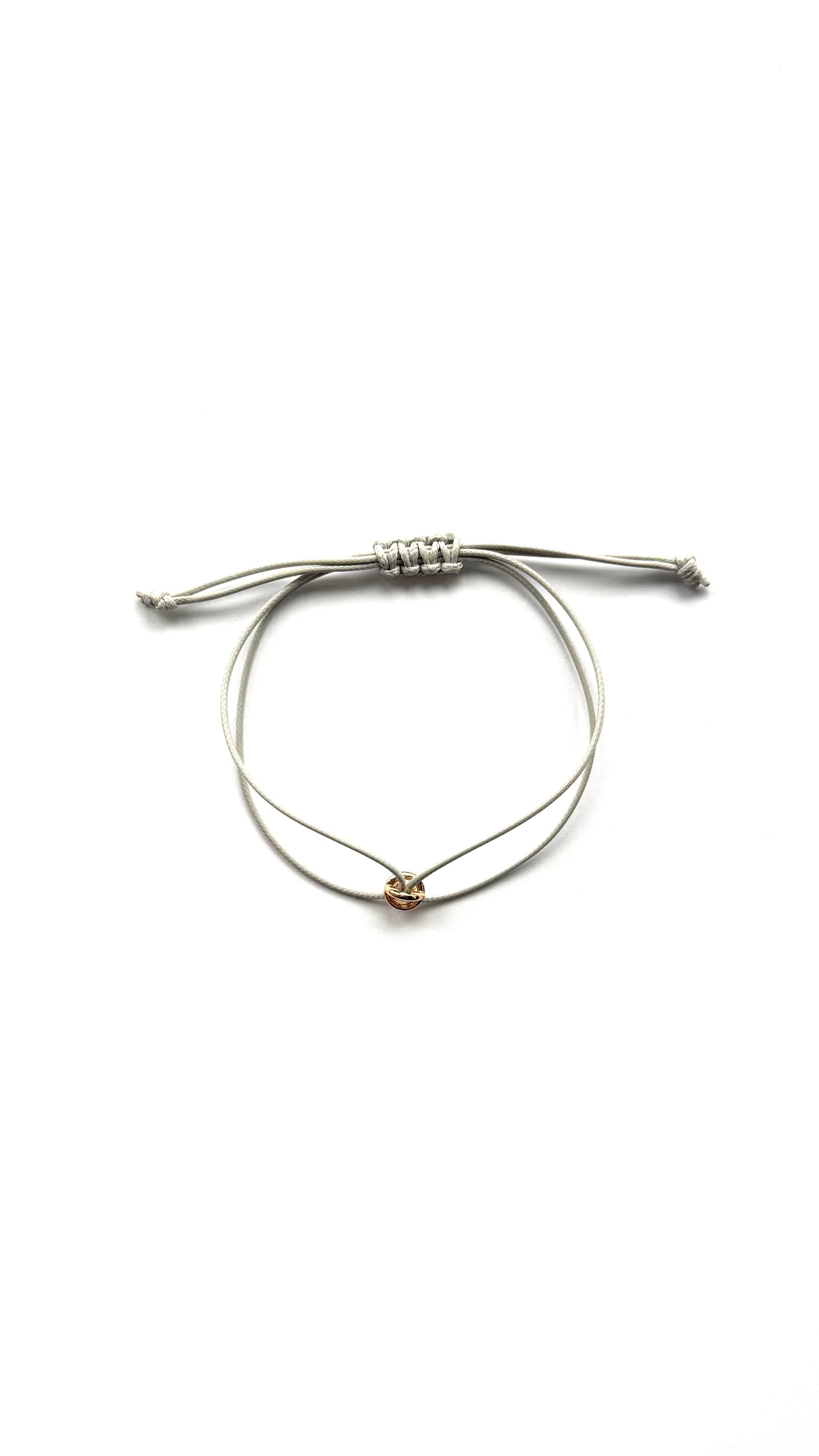 ORÉA Grey, pale grey cord bracelet with a single gold-plated bead