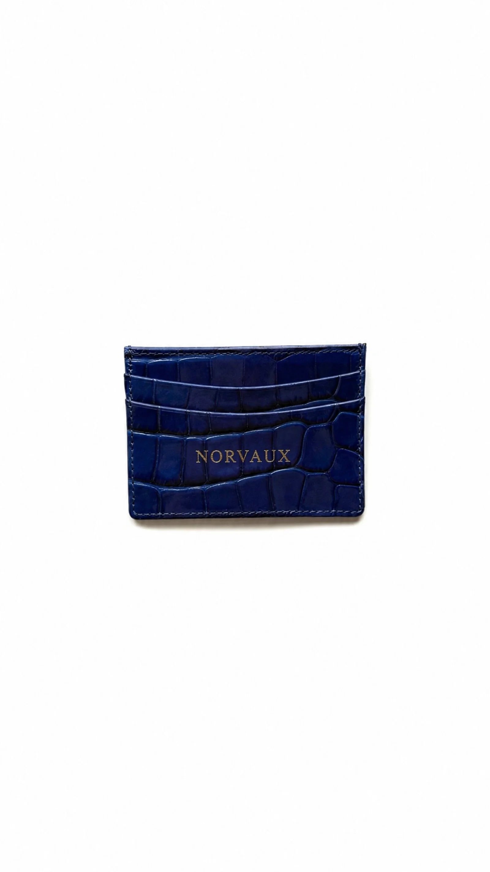 CROVÉ Ocean cardholder in deep ocean-blue crocodile-embossed calf