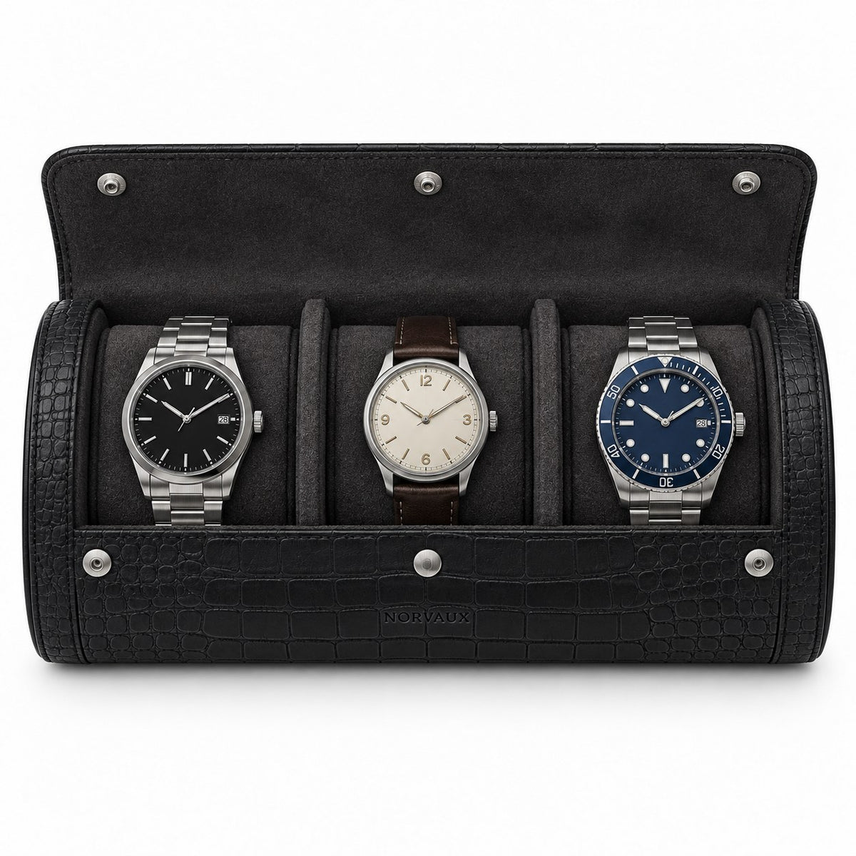 Three-watch travel case